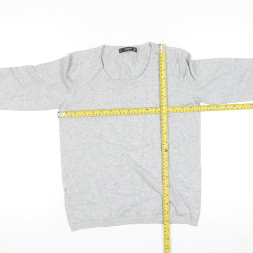 Mango Women Grey Scoop Neck Long Sleeve Pullover Jumper Size S