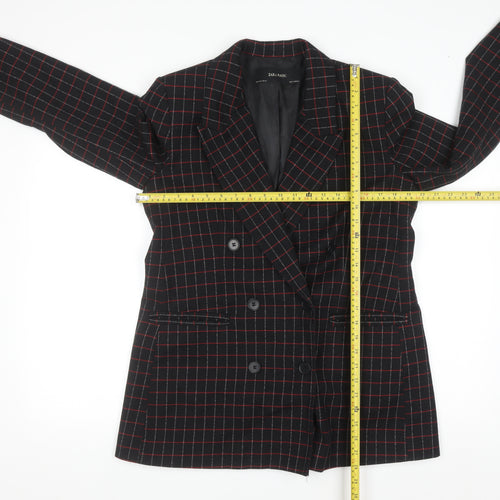 Zara Basic Women’s Black Checked Wool Blend Blazer Jacket Size S