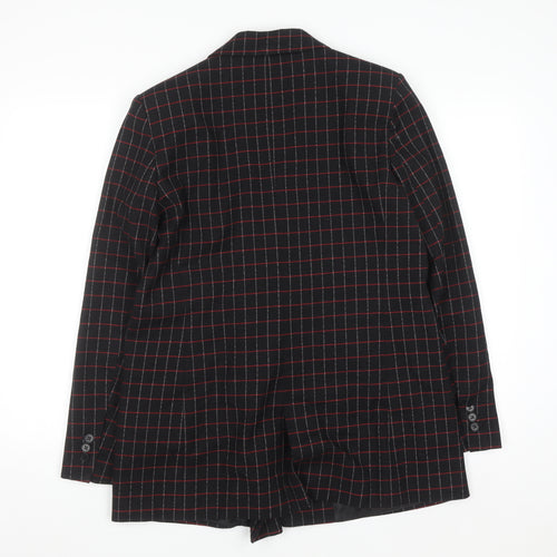 Zara Basic Women’s Black Checked Wool Blend Blazer Jacket Size S