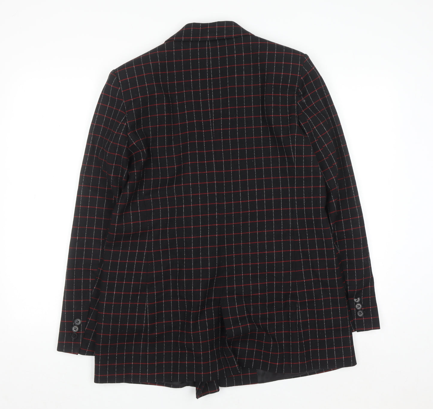 Zara Basic Women’s Black Checked Wool Blend Blazer Jacket Size S