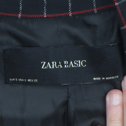 Zara Basic Women’s Black Checked Wool Blend Blazer Jacket Size S