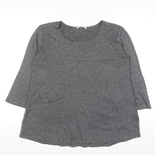 Maria Bellentani Women's Grey Wool Blend Tunic Jumper Size S