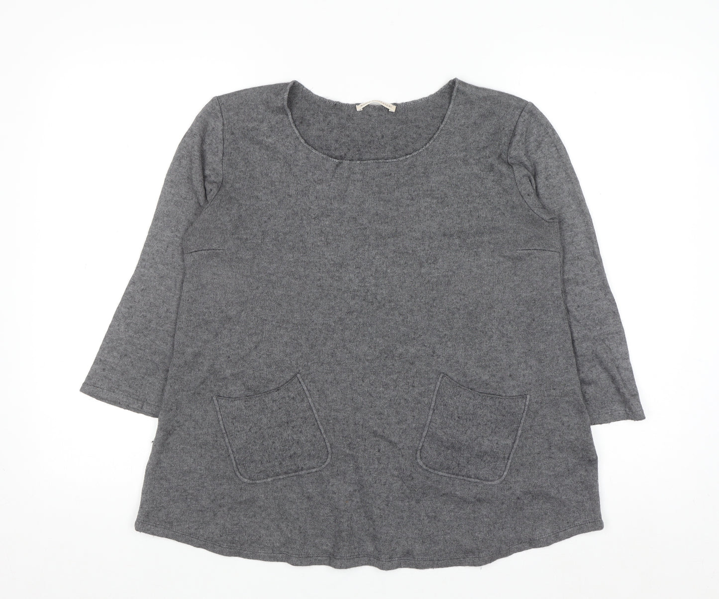Maria Bellentani Women's Grey Wool Blend Tunic Jumper Size S