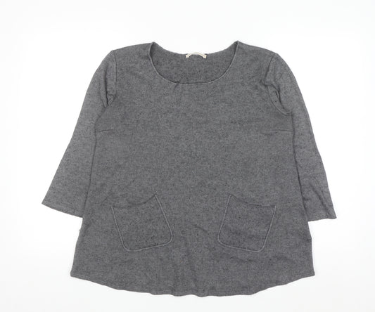 Maria Bellentani Women's Grey Wool Blend Tunic Jumper Size S