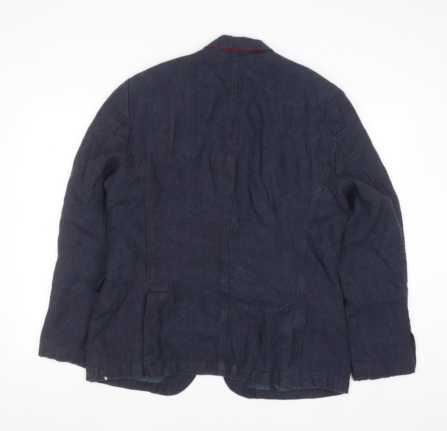 Zara Man Blue Linen Blazer Jacket Men 2XL Regular Fit