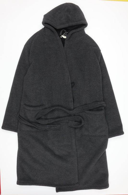 Marks and Spencer Men’s Grey Fleece Hooded Robe 2XL Belted Winter