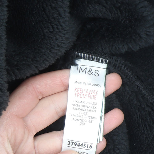 Marks and Spencer Men’s Grey Fleece Hooded Robe 2XL Belted Winter