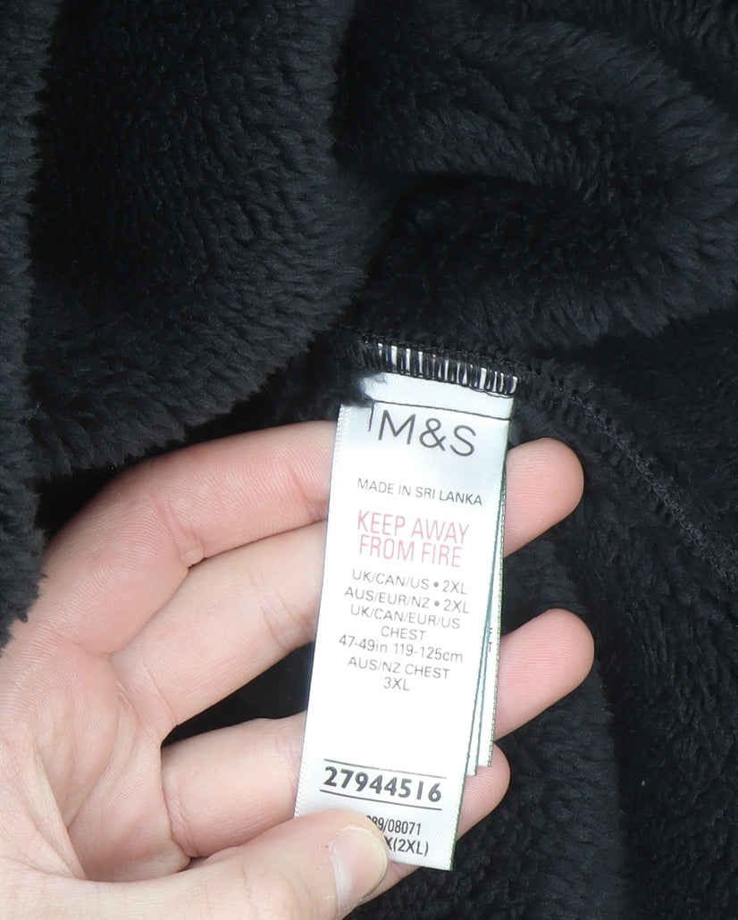 Marks and Spencer Men’s Grey Fleece Hooded Robe 2XL Belted Winter