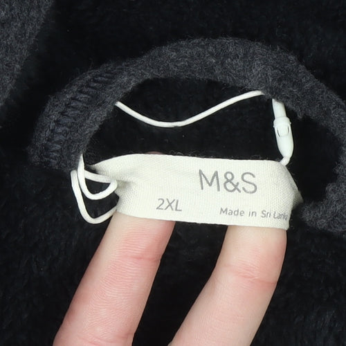Marks and Spencer Men’s Grey Fleece Hooded Robe 2XL Belted Winter