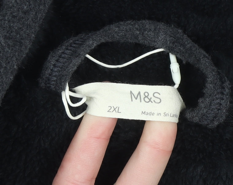 Marks and Spencer Men’s Grey Fleece Hooded Robe 2XL Belted Winter