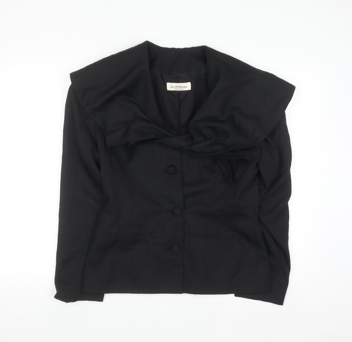 Le Château Women's Black Bow Collar Blazer Size 8 Classic Formal Jacket