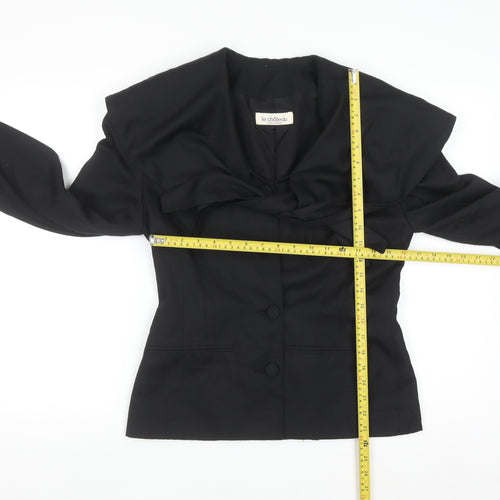 Le Château Women's Black Bow Collar Blazer Size 8 Classic Formal Jacket