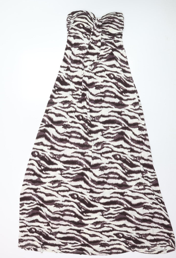 Next Women Brown Animal Print Strapless Maxi Dress Size 8
