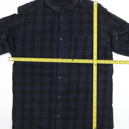 Jack & Jones Men's Blue Check Long Sleeve Cotton Casual Shirt M