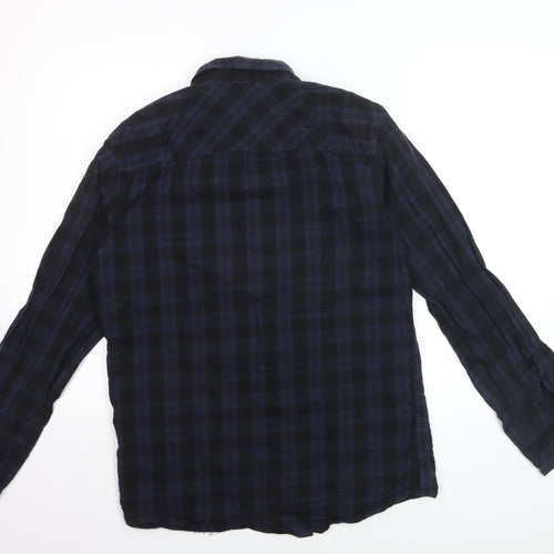 Jack & Jones Men's Blue Check Long Sleeve Cotton Casual Shirt M