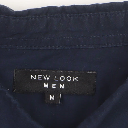 New Look Men Blue Cotton Long Sleeve Regular Fit Button-Up Shirt M
