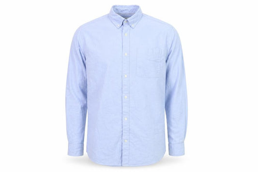 Front view of Jack & Jones Men's Blue Button-Down Long Sleeve Cotton Shirt M