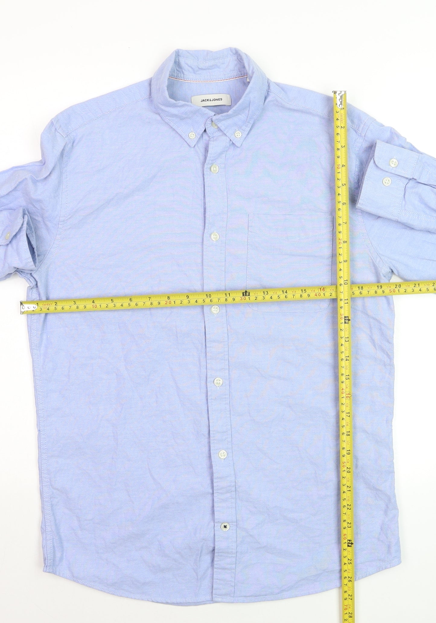 Jack & Jones Men's Blue Button-Down Long Sleeve Cotton Shirt M