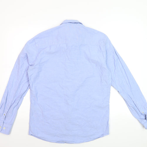 Jack & Jones Men's Blue Button-Down Long Sleeve Cotton Shirt M