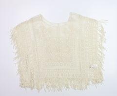 George Women’s Ivory Crochet Fringe Boho Blouse Size Small