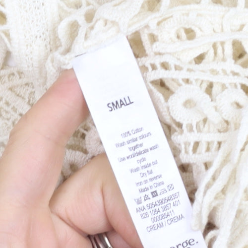 George Women’s Ivory Crochet Fringe Boho Blouse Size Small