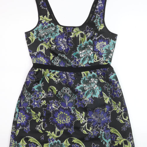 Monsoon Women’s Black Floral Jacquard A-Line Sleeveless Dress UK 10