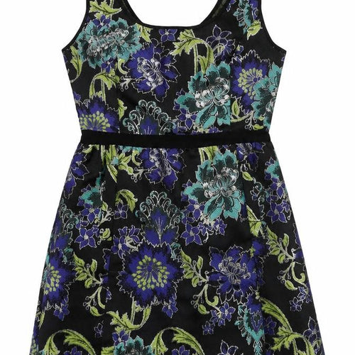 Monsoon Women’s Black Floral Jacquard A-Line Sleeveless Dress UK 10