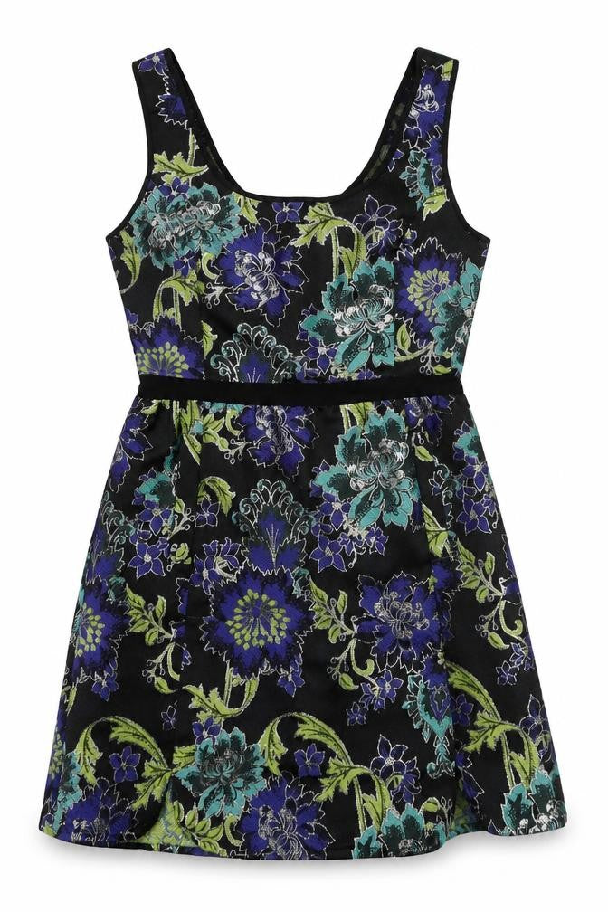 Monsoon Women’s Black Floral Jacquard A-Line Sleeveless Dress UK 10