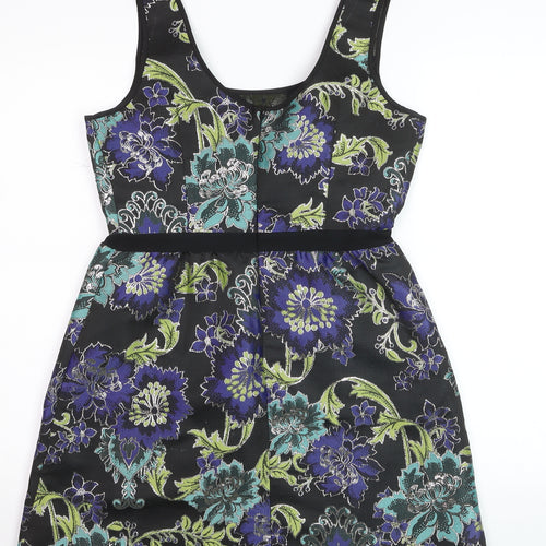 Monsoon Women’s Black Floral Jacquard A-Line Sleeveless Dress UK 10