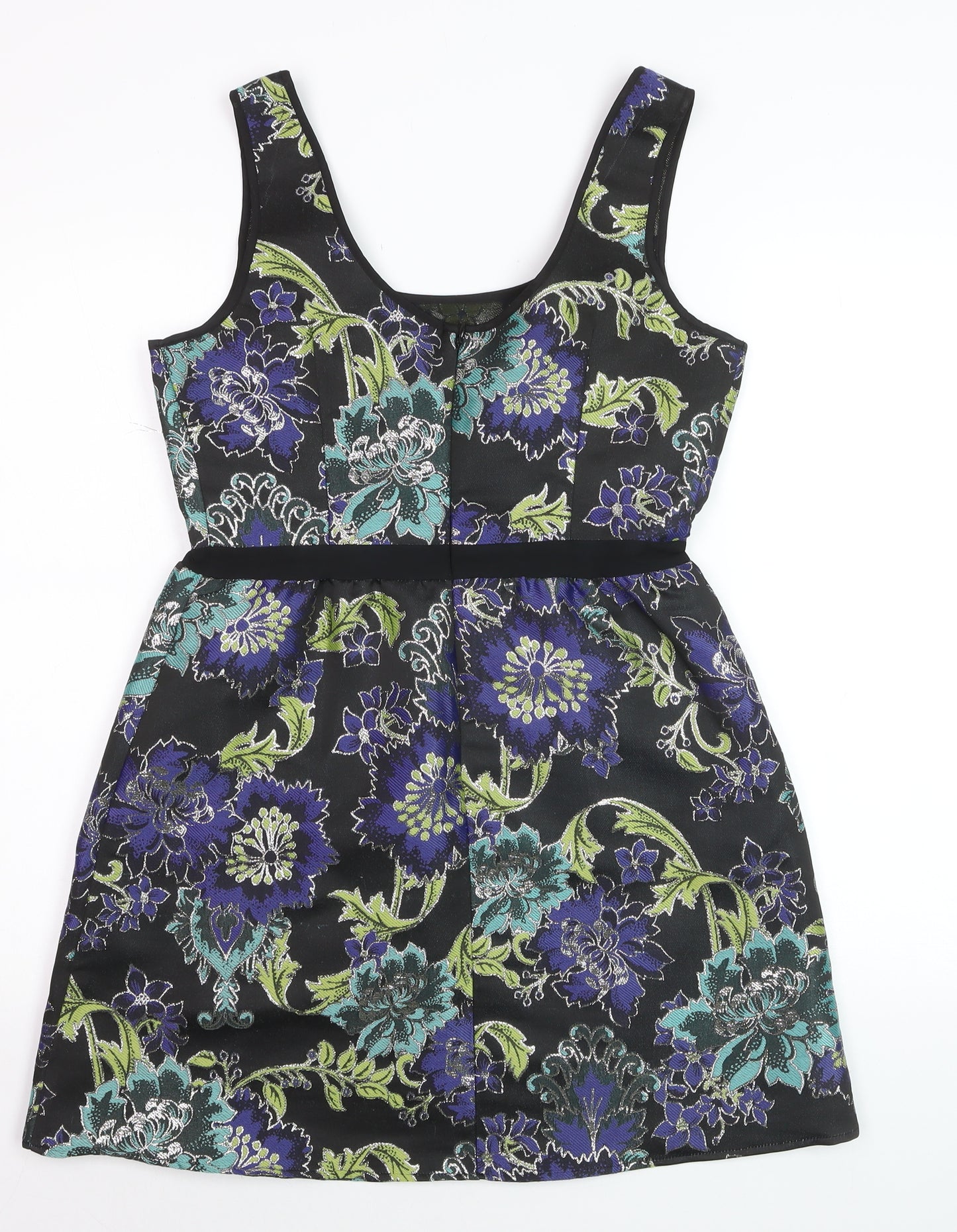 Monsoon Women’s Black Floral Jacquard A-Line Sleeveless Dress UK 10