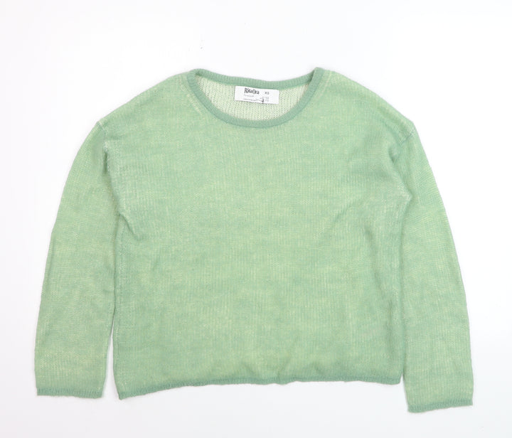 Primark Rita Ora Women's Green XS Mohair Blend Crew Neck Jumper