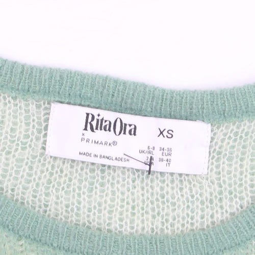 Primark Rita Ora Women's Green XS Mohair Blend Crew Neck Jumper