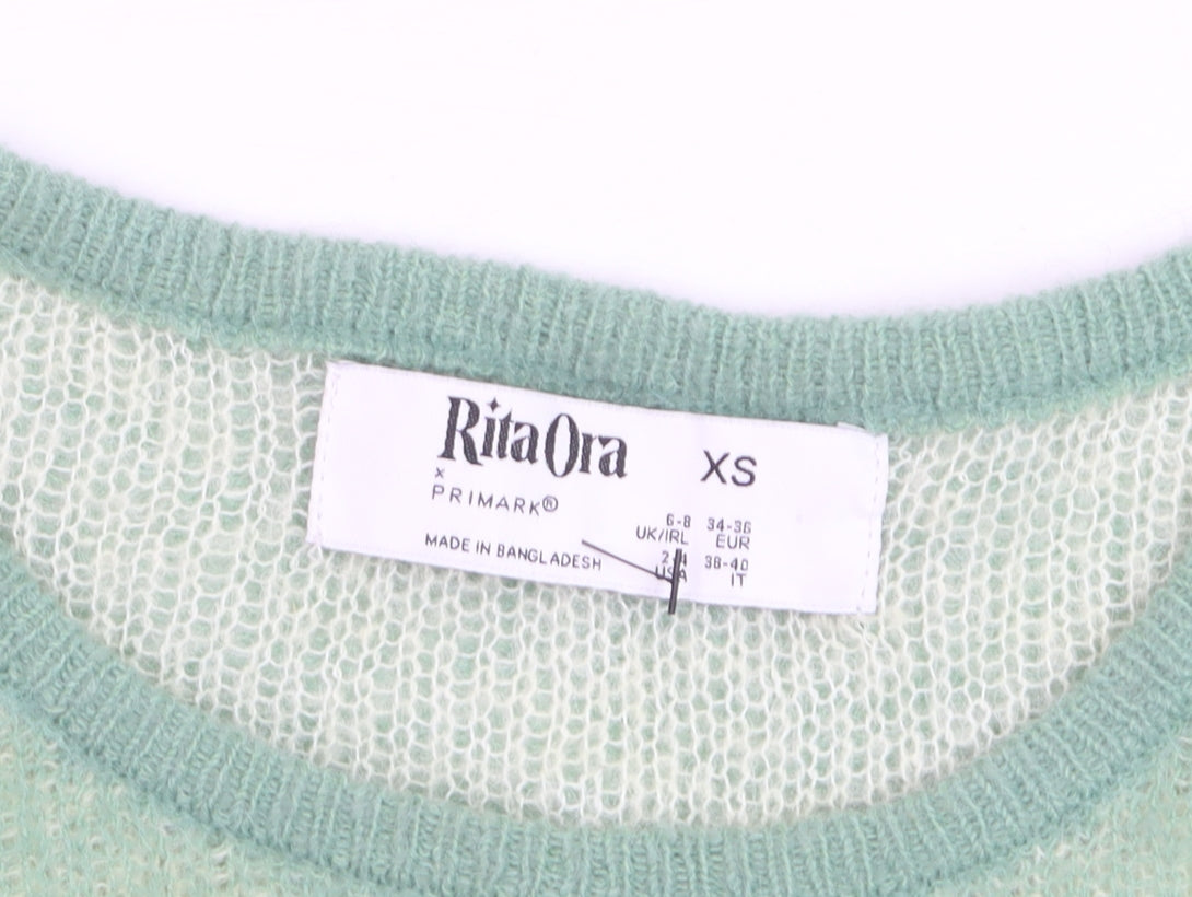 Primark Rita Ora Women's Green XS Mohair Blend Crew Neck Jumper