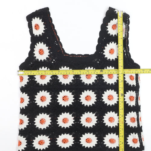 Threadbare Women’s Black Crochet Floral Tank Top Size 10