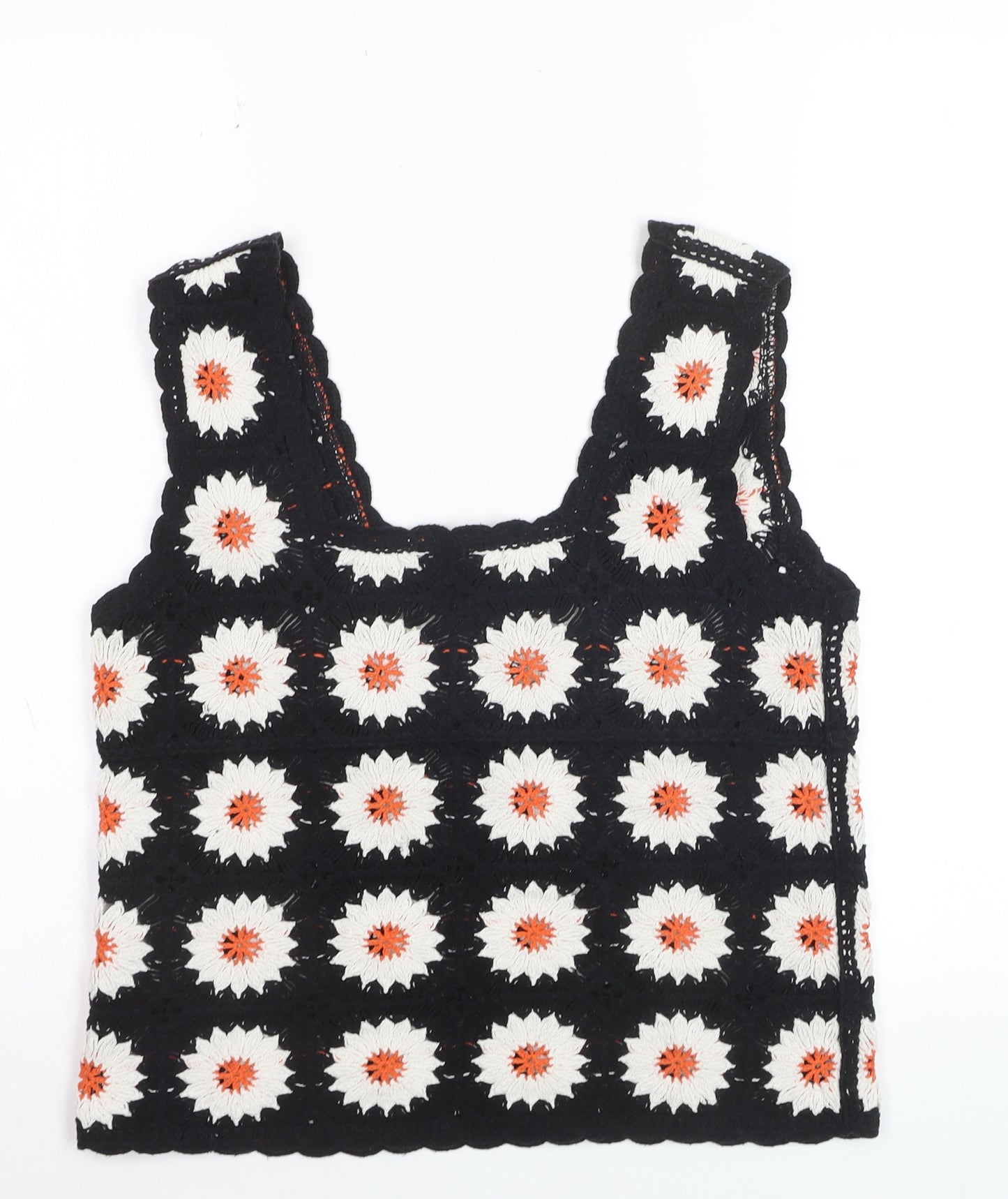 Threadbare Women’s Black Crochet Floral Tank Top Size 10