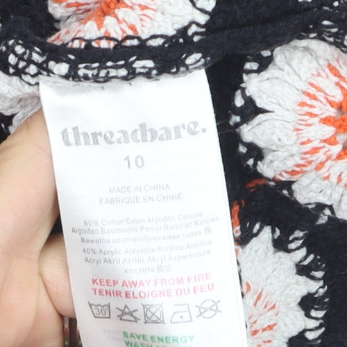 Threadbare Women’s Black Crochet Floral Tank Top Size 10