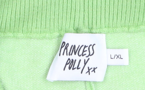 Princess Polly Womens Green Geometric Knit Wide-Leg Trousers L