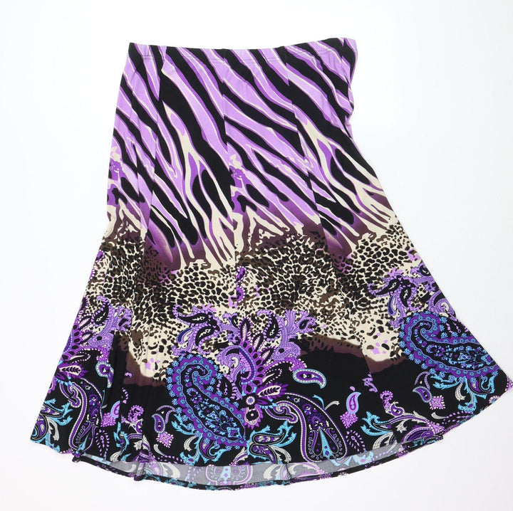 Bassini Womens Multicoloured Size 18 A-Line Midi Stretch Skirt