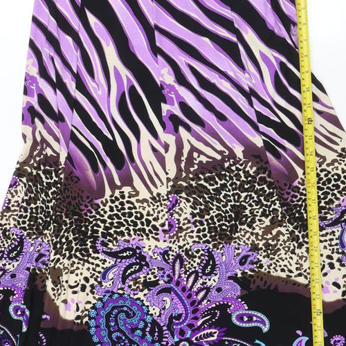 Bassini Womens Multicoloured Size 18 A-Line Midi Stretch Skirt