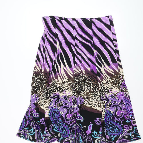 Bassini Womens Multicoloured Size 18 A-Line Midi Stretch Skirt
