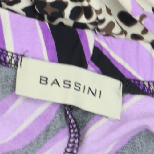 Bassini Womens Multicoloured Size 18 A-Line Midi Stretch Skirt