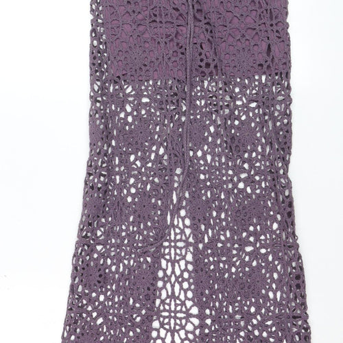 Pull & Bear Women Purple XS Bohemian Crochet Long Skirt