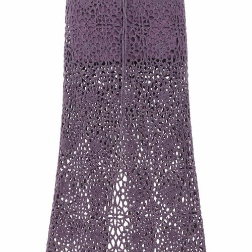 Pull & Bear Women Purple XS Bohemian Crochet Long Skirt