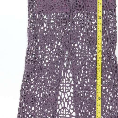 Pull & Bear Women Purple XS Bohemian Crochet Long Skirt