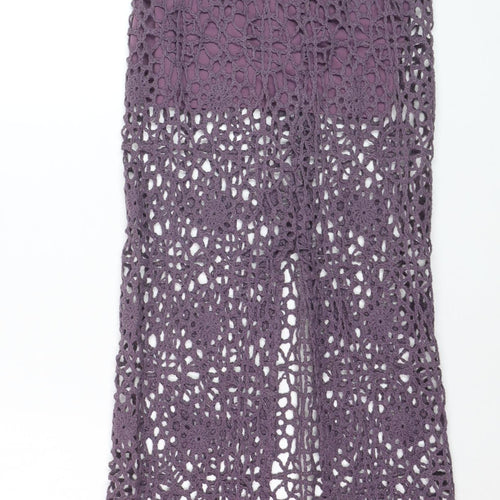 Pull & Bear Women Purple XS Bohemian Crochet Long Skirt