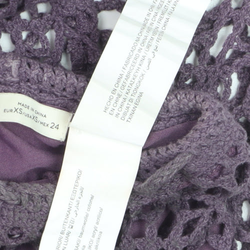 Pull & Bear Women Purple XS Bohemian Crochet Long Skirt