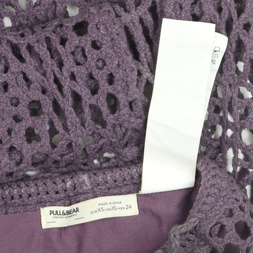Pull & Bear Women Purple XS Bohemian Crochet Long Skirt