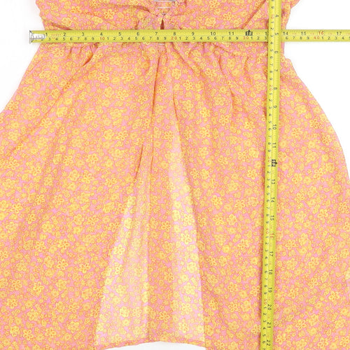 Bershka Women’s Pink Floral Halter Camisole Top Size 8