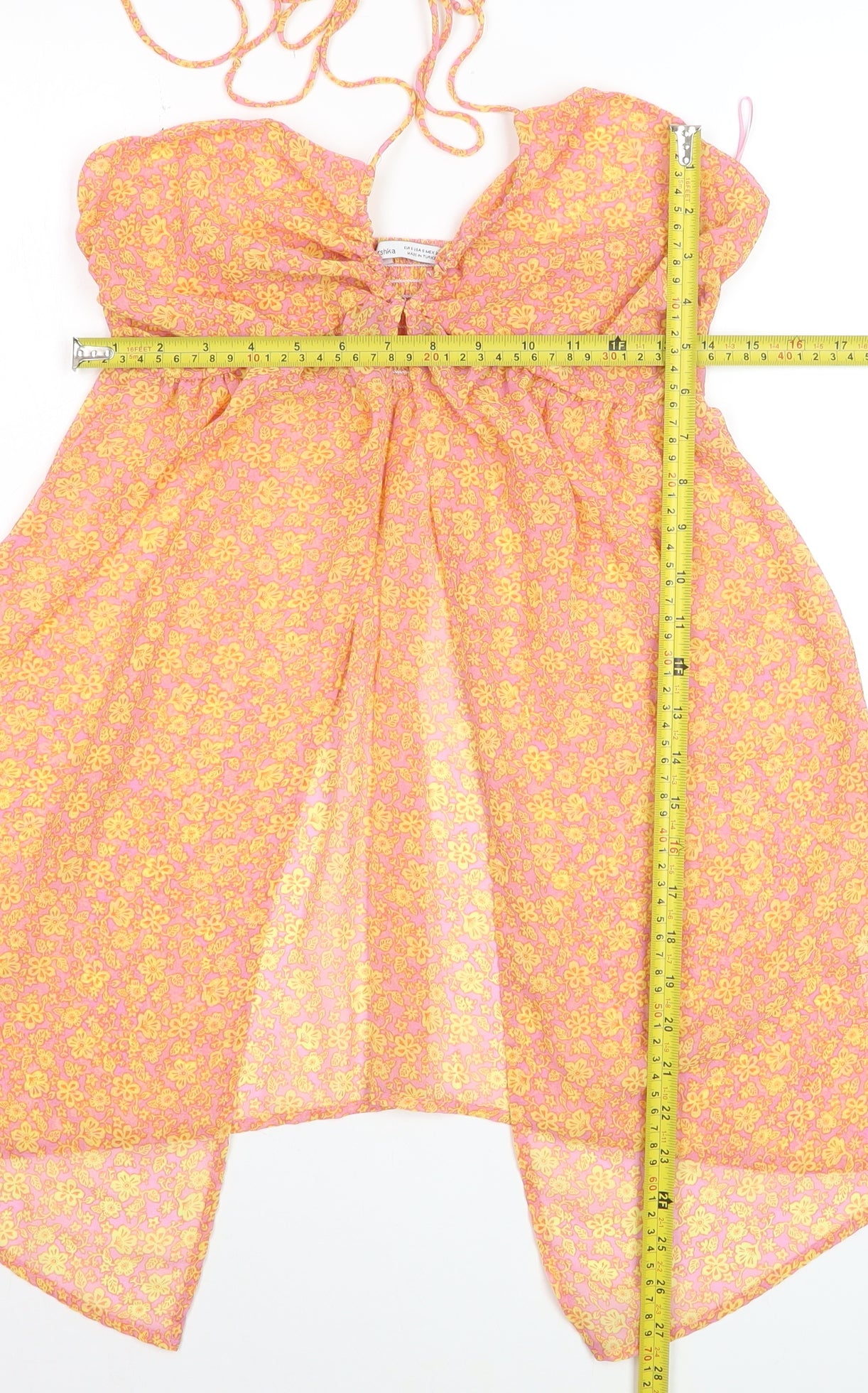 Bershka Women’s Pink Floral Halter Camisole Top Size 8