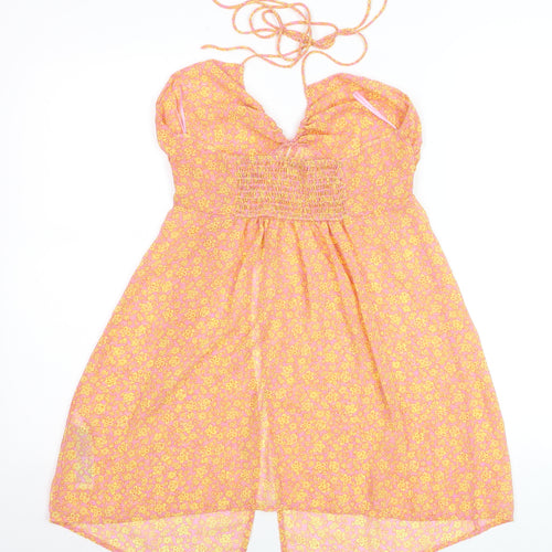 Bershka Women’s Pink Floral Halter Camisole Top Size 8